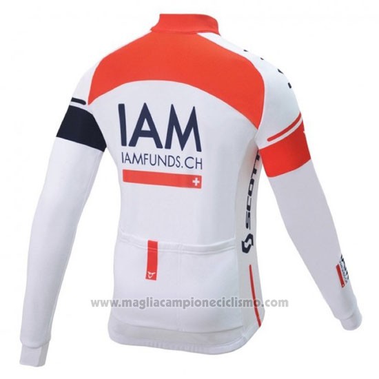 2016 Abbigliamento Ciclismo IAM Bianco e Blu Manica Lunga e Salopette